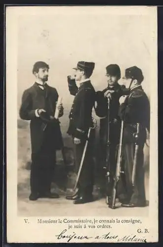 AK Französische Rekruten in Uniformen melden sich zum Dienst