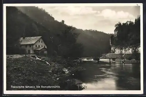 AK Stempfermühle /Fränk. Schweiz, Panorama mit Brücke