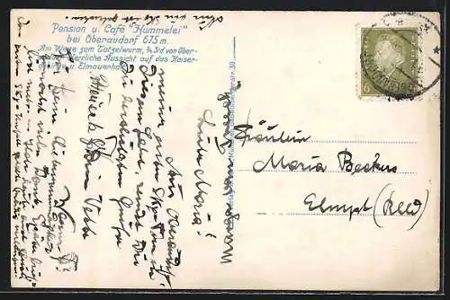 AK Oberaudorf, Café Hummelei mit Brünnstein