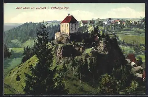 AK Amt Stein /Berneck, Ortsansicht mit Berg aus der Vogelschau