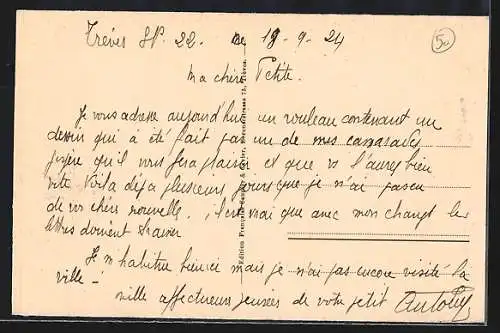 AK Trier, Quartier Verdun, vue intérieure, L`occupation Francaise en Allemagne