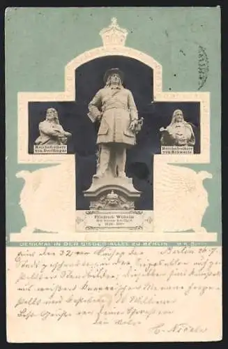 AK Berlin, Denkmal in der Sieges-Allee von Friedrich Wilhelm von Preussen, Reichsfreiherr von Schwerin