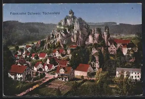 AK Tüchersfeld /Fränkische Schweiz, Ortsansicht mit Berg