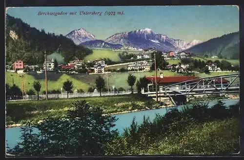 AK Berchtesgaden, Ortsansicht mit Unterberg