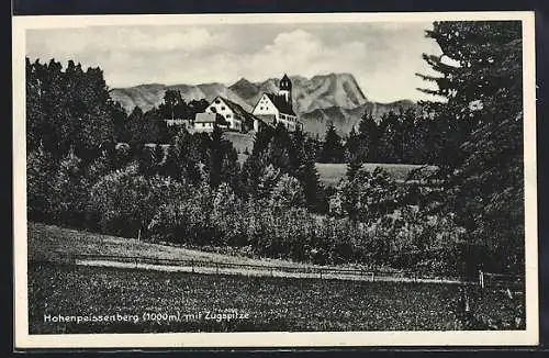 AK Hohenpeissenberg, Ortsansicht mit Zugspitze