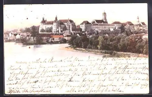 AK Neuburg a. D., Ortsansicht mit Flusspartie