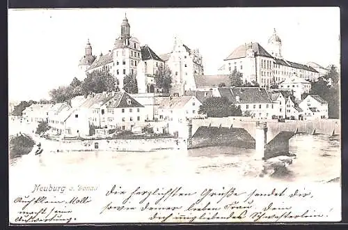 AK Neuburg a. Donau, Ortsansicht mit Brücke