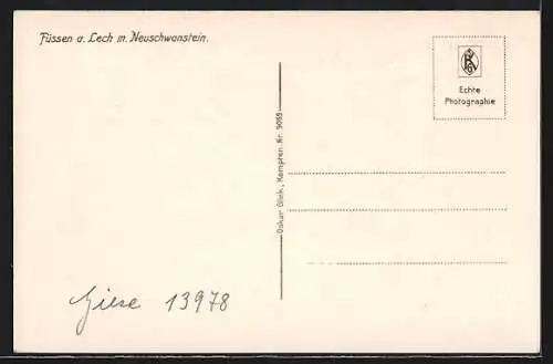 AK Füssen a. Lech, Ortsansicht mit Neuschwanstein