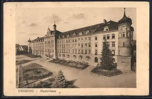 AK Ursberg, Blick auf das Mutterhaus mit Gartenanlage