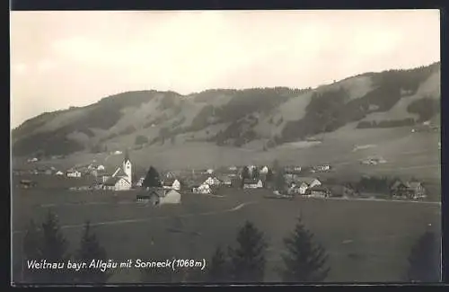 AK Weitnau i. bayr. Allgäu, Panorama mit Sonneck