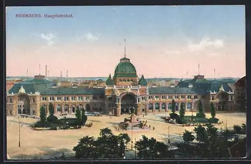AK Nürnberg, Hauptbahnhof aus der Vogelschau