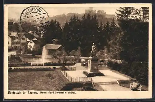 AK Königstein im Taunus, Herzog Adolf Denkmal und Anlage