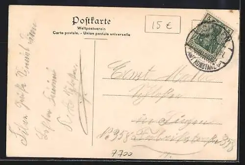 Künstler-AK Singen / Hegau, Festspielhalle Hohentwiel, von der Stadt aus gesehen