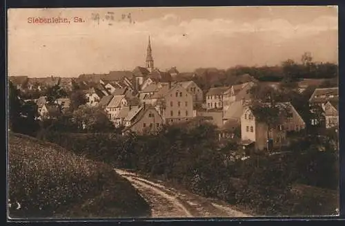 AK Siebenlehn /Sa., Ortsansicht von der Landstrasse aus