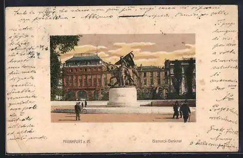 AK Frankfurt a. M., Am Bismarck-Denkmal