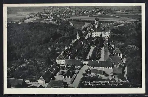 AK Scheinfeld im Steigerwald, Schloss Schwarzenberg mit Ortsansicht, Fliegeraufnahme