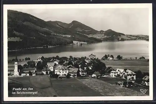 AK Fuschl am See, Ortsansicht mit Blick über den See