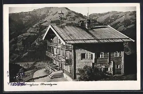 AK Kitzbühel, Oberaigen, Pension Bergheim im Sonnenschein