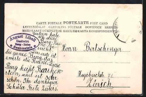 AK Baden b. Wien, Ruine Rauhenstein im Jahr 919 und heute, Geschichtlicher Abriss