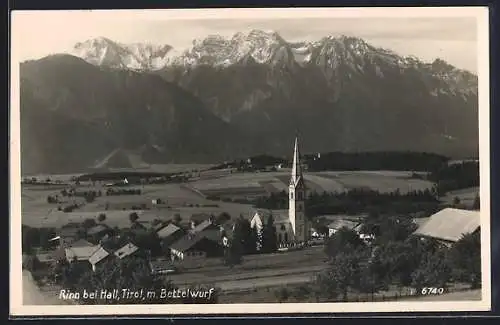AK Rinn bei Hall, Gesamtansicht mit Bettelwurf aus der Vogelschau