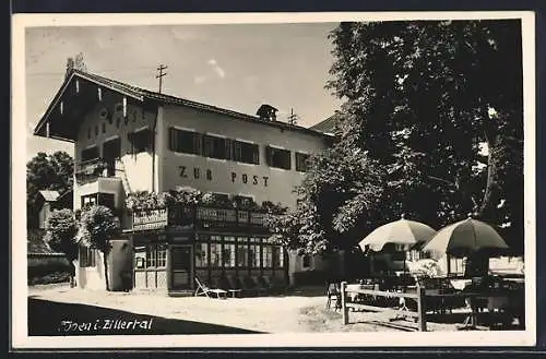 AK Fügen i. Zillertal, Gasthof zur Post mit Garten