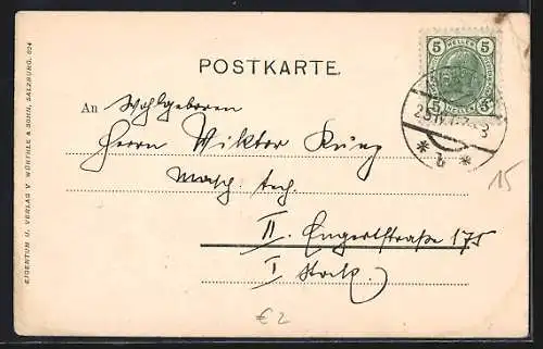 AK Wien, Schuberts Denkmal und Grab, Papierbanderole-Rahmen