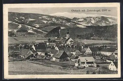 AK Obdach, Totalansicht mit Zirbitzkogel