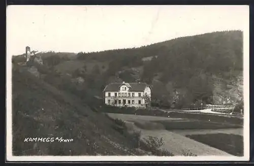 AK Kammegg a. Kamp, Hotel Kammegg mit Ruine und Strasse