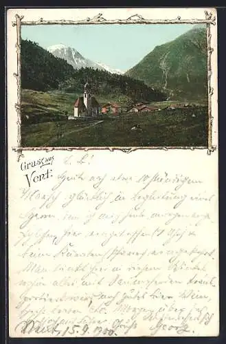 AK Vent, Ortsansicht aus der Vogelschau, Passepartout