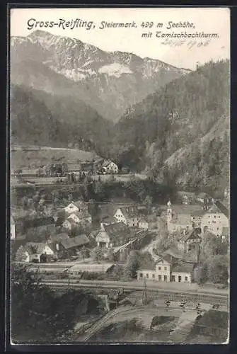 AK Gross-Reifling /Steiermark, Ortsansicht mit Tamischbachturm
