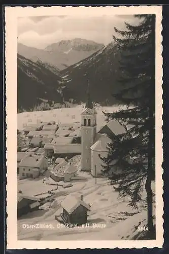 AK Ober-Tilliach /Ost-Tirol, Ortsansicht mit Porze im Winter