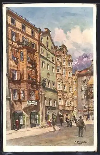 Künstler-AK R. Preuss: Innsbruck, Weinhaus Kapp