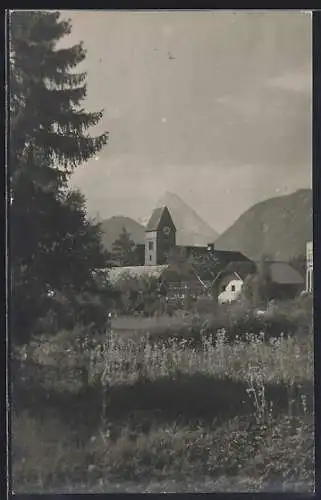 AK Anif, Blick vom Ortrand zur Kirche