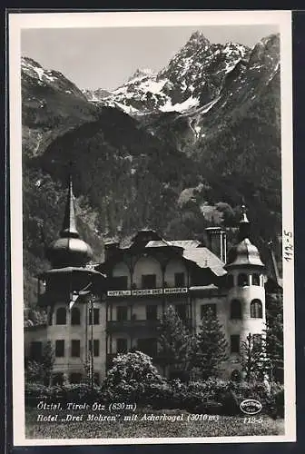 AK Ötz /Ötztal, Hotel Drei Mohren mit Acherkogel