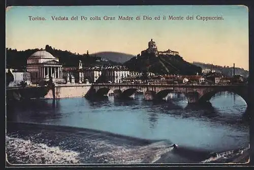 AK Torino, Veduta del Po colla Gran Madre di Dio ed il Monte dei Cappuccini
