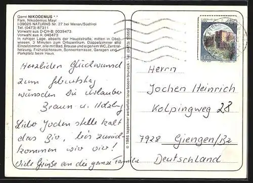 AK Naturns bei Meran, Hotel Nikodemus, Fam. Nikodemus Mayr
