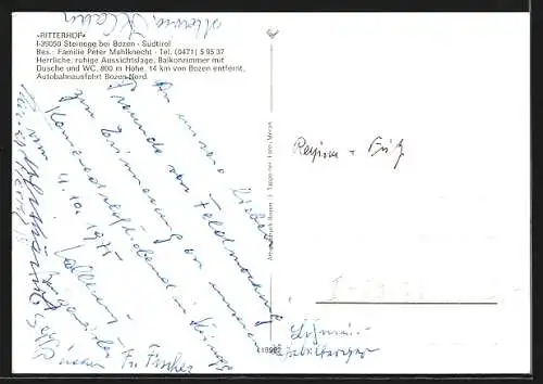 AK Steinegg bei Bozen, Gasthaus Ritterhof, Bes. Familie Peter Mahlknecht