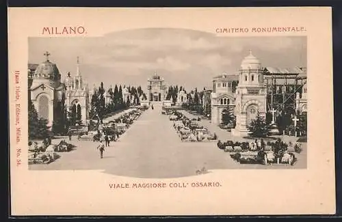 AK Milano, Cimitero Monumentale, Viale Maggiore Coll` Ossario