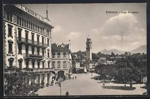 AK Pallanza, Strassenpartie mit Hotel-Pension Belle Vue