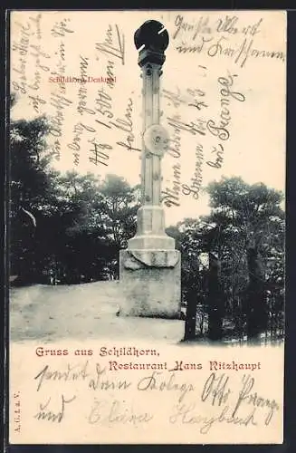 AK Berlin-Grunewald, Schildhorn, Blick auf das Denkmal
