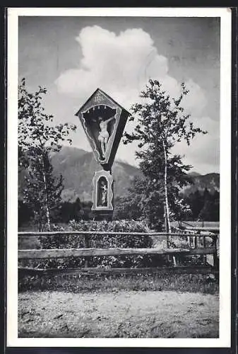 AK Lenggries, Blick auf das Feldkreuz