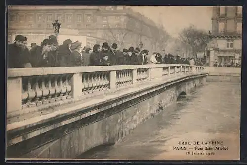 AK Paris, Crue de la Seine 1910 au Pont Saint-Michel