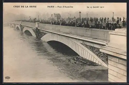 AK Paris, Crue de la Seine 1910, Pont d`Austerlitz sous les eaux