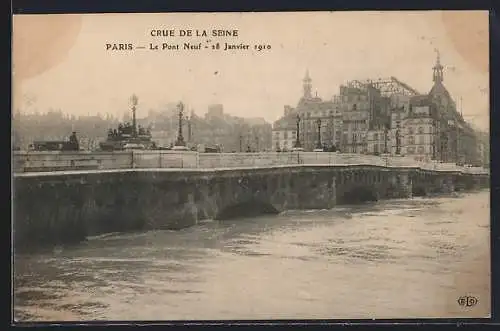 AK Paris, Crue de la Seine, Le Pont Neuf, 28 Janvier 1910