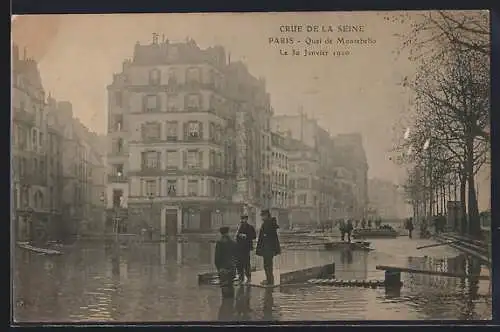 AK Paris, Crue de la Seine au Quai de Montebello, 1910