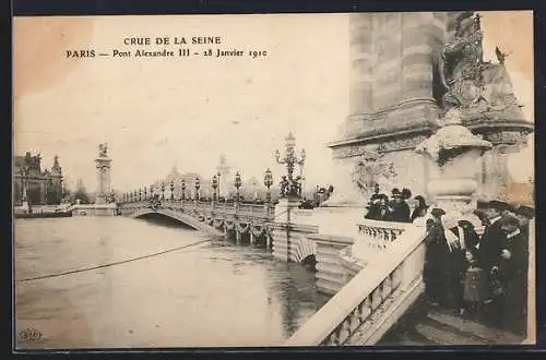 AK Paris, Crue de la Seine au Pont Alexandre III, 1910