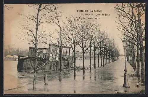 AK Paris, Crue de la Seine au Quai de Javel, 1910