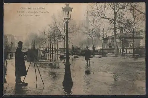 AK Paris, Crue de la Seine au Quai de la Tournelle, le 30 Janvier 1910