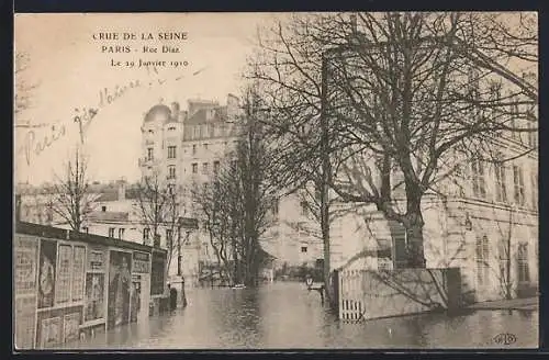 AK Paris, Crue de la Seine, Rue Diaz, 29 Janvier 1910
