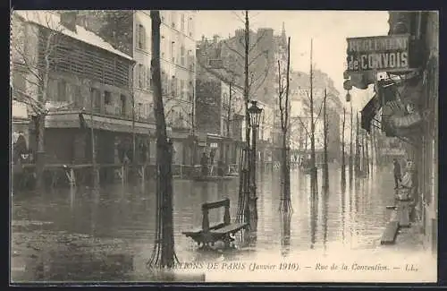 AK Paris, Inondations de la Rue de la Convention en 1910